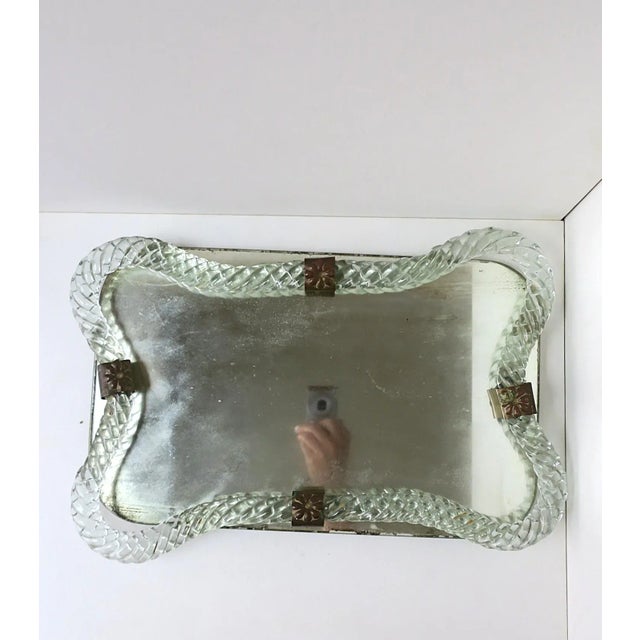 Transparent Italian Murano Art Glass Vanity Mirror Tray Venini Attrib. For Sale - Image 8 of 13