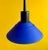 Danish vintage pendant blue/ turquoise opaque glass shades with black top in a timeless design.