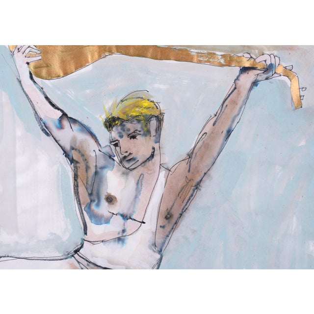 "Apollo" Chase Finlay Ballet Dancer - Figurative Abstract on Paper This dynamic figurative abstract painting by Marc...