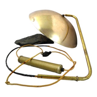Vintage Mid-Century Modern Flying Saucer Brass Wall-Hanging Retractable Light Fixture 14" All Original For Sale