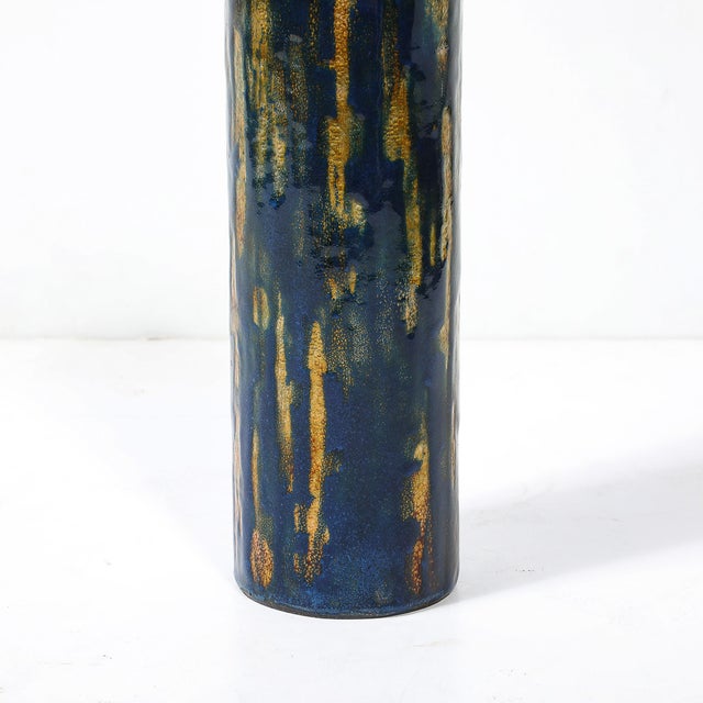 Mid-Century Modern Mid-Century Ultramarine Blue Enamel on Copper Vase Signed Anne-Grete Plöen For Sale - Image 3 of 12