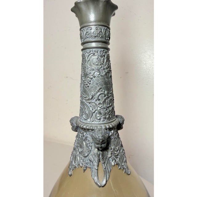 Antique German Hand Blown Glass Pewter Figural Cherub Claret Decanter Bottle For Sale - Image 9 of 18