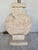 Vintage Hollywood Regency solid travertine stone table lamp featuring a sculptural, timeless design with beautiful natural...