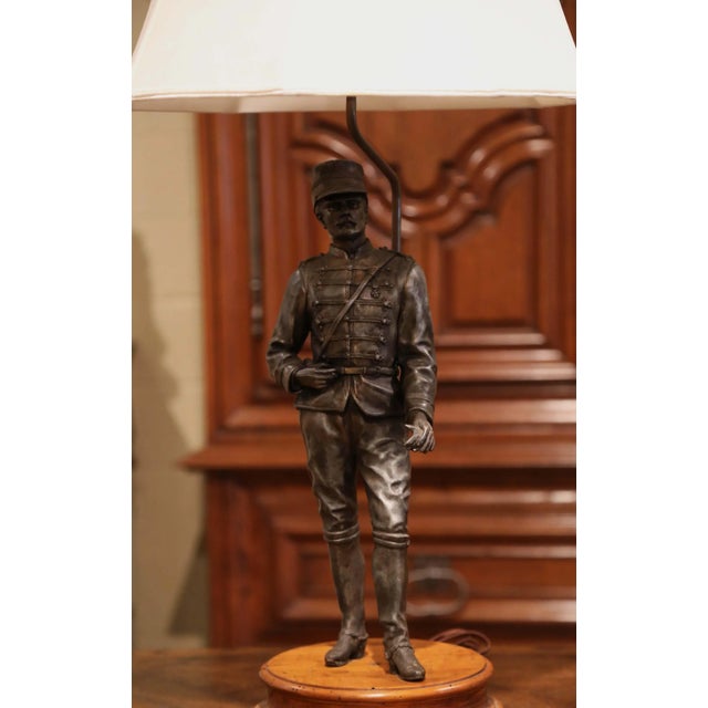19th Century French Napoleon III Spelter Soldier Figure Table Lamp For Sale In Dallas - Image 6 of 10