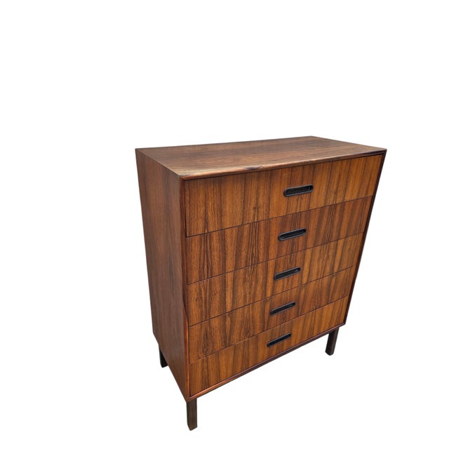 Mid-Century Modern 1970s Danish Modern Rosewood Dresser High Chest of Drawers For Sale - Image 3 of 15