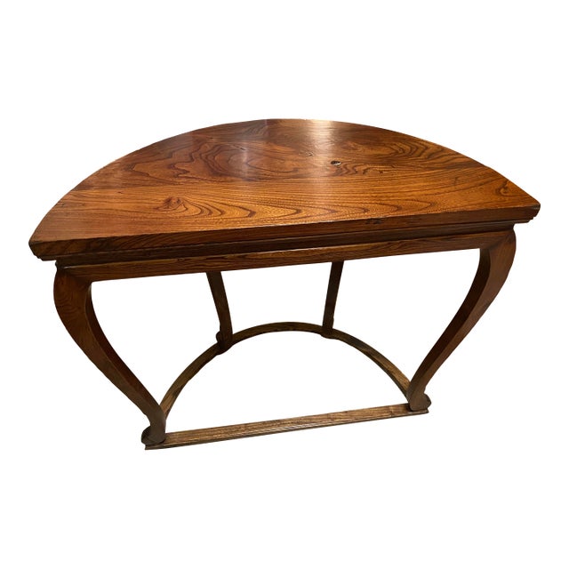 Antique Half-Moon / Demilune Console Table — Rich Wood With Elegant Curved Legs For Sale