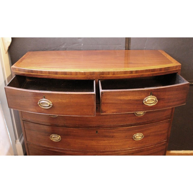 Wood Late 18th Century English George III Period Bowfront Chest of Drawers For Sale - Image 7 of 15