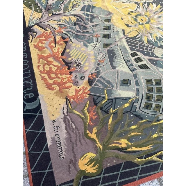 The Sunken Nave Tapestry from Aubusson, 1930s For Sale - Image 15 of 18