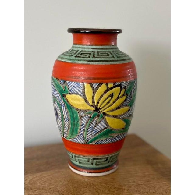 Art Deco Early 20th Century Awaji Pottery Art Deco Vase For Sale - Image 3 of 9