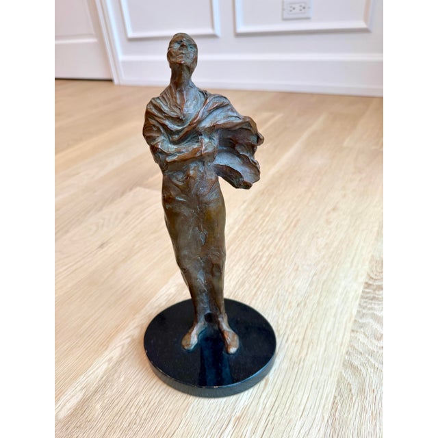 Signed Limited-Edition Modernist Cast Bronze Draped Female Sculpture, 7/21 For Sale - Image 9 of 12