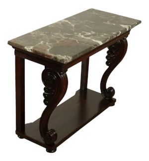 Antique French Empire Mahogany Marble Top Console Table
