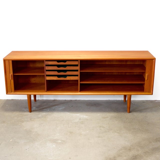 Faarup Møbelfabrik Model #49 Danish Teak Sideboard With Tambour Doors Designed by Svend Aage Larsen For Sale - Image 12 of 14