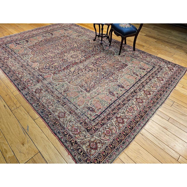 19th Century Persian Kerman Lavar Rug, Hand-Knotted Wool, Floral Design, Ivory & Red, 8x11 For Sale - Image 16 of 18