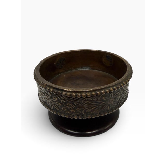 Art Deco Antique French Bronze Floral Master Salt Cellar or Ring Dish - Dated 1920 Miniature For Sale - Image 3 of 6