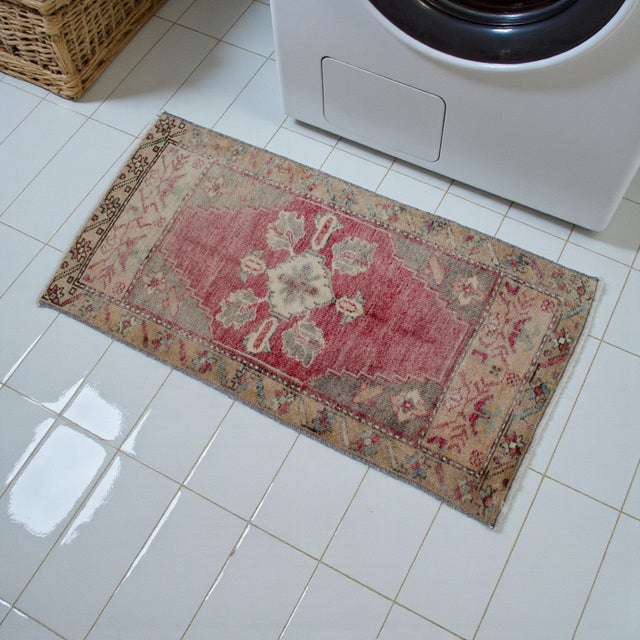 1970s Vintage Hand Knotted Small Rug, Kitchen, Bath Entry Decor 2x3 Ft Approx For Sale - Image 4 of 14