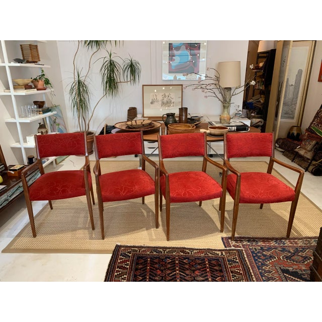 Mid-Century Modern Red Velvet Chairs - Set of 4 For Sale In San Francisco - Image 6 of 6