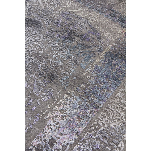 Transitional Jordan Charcoal/Purple Hand knotted Wool/Viscose/Cotton Area Rug - 9'x12' For Sale - Image 3 of 9