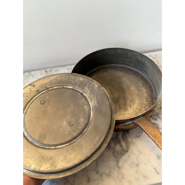 French Antique Copper Pot With Lid For Sale - Image 3 of 6