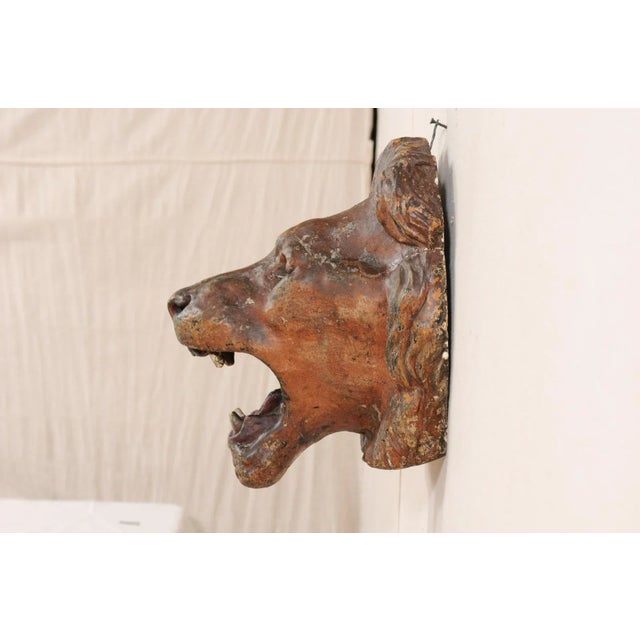 1950s A Terracotta Lion's Head Wall Plaque For Sale - Image 5 of 8