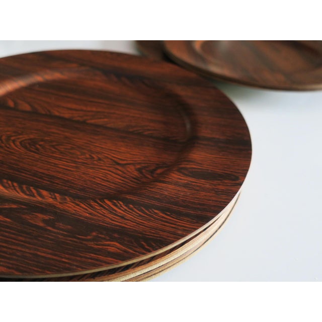 Vintage Danish Plywood Rosewood and Teak Plates from Morsbak, 1960s, Set of 12 For Sale - Image 6 of 11