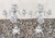 Metal Candleholders Candelabras Pair 5 Cups Each Antique Circa 1950s Made of Pewter Silver Tone Made in Italy No Insignias For Sale - Image 7 of 12