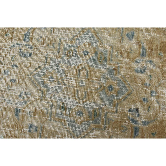 Tabriz Rug 8’10” X 12’2” Beige Wool Vintage Distressed Hand-Knotted Carpet For Sale - Image 9 of 15