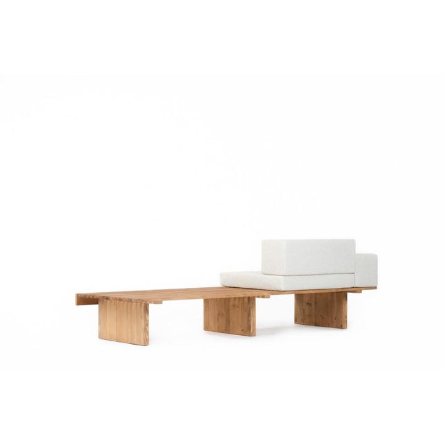 Slatted Bench with Linen Cushions, 1950s For Sale - Image 6 of 15