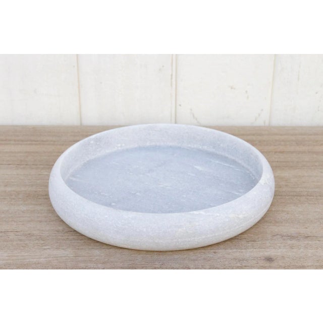 White Large Round Marble Stone Tray For Sale - Image 8 of 8