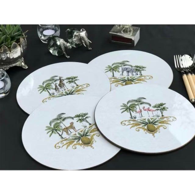 Safari Vintage "Safari Serenade" Circular Placemats - Set of 4 For Sale - Image 3 of 11