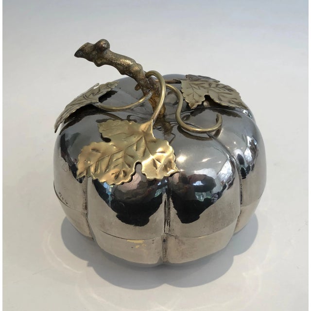 Silver Plated and Brass Pumpkin Ice Bucket, French, Marked Gallia, Circa 1970 For Sale - Image 12 of 13