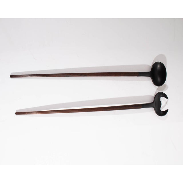 Mid-Century Modern Mid-Century Teak and Melamine Salad Servers For Sale - Image 3 of 4