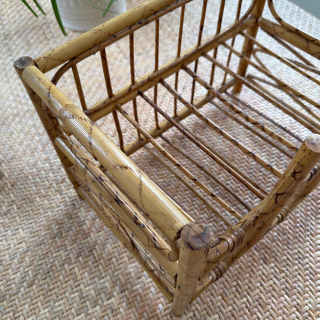 Vintage Tortoise Bamboo 6 Bottle Wine Rack For Sale - Image 4 of 8