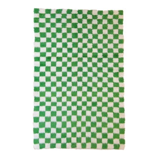 Green Checkered Moroccan Rug - 7.9 X 5.2 Ft For Sale