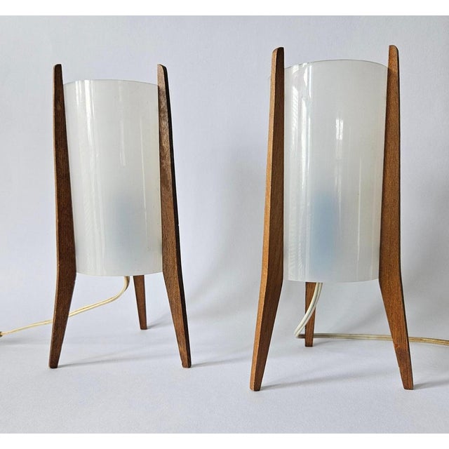 White Midcentury Modern Table Lamps, 1970s, Set of 2 For Sale - Image 8 of 18