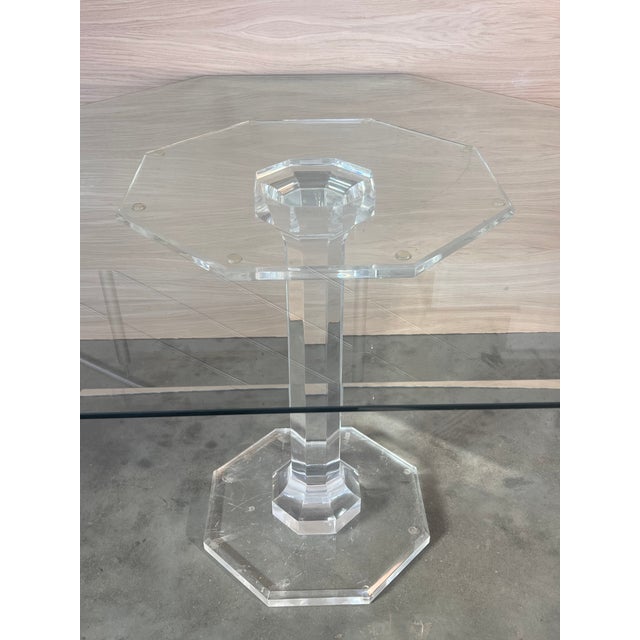 Lucite & Glass Otogonal Table in Style of Charles Hollis Jones, 1970s For Sale In Miami - Image 6 of 9