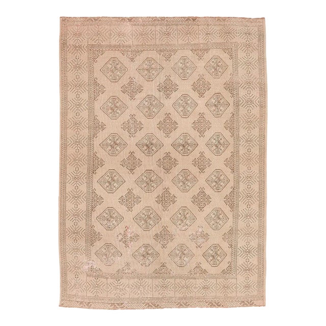 Mid 20th Century Mid 20th Century Washed Out Vintage Afghan Wool Rug For Sale