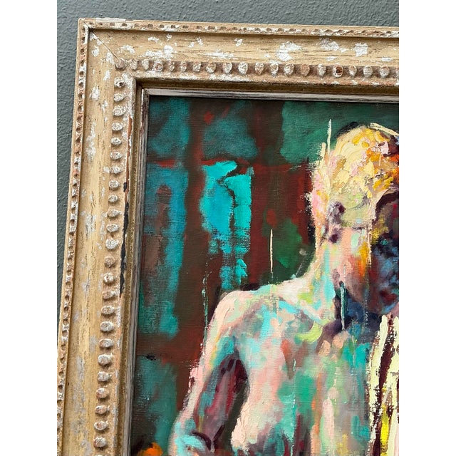Mid-Century Modern Vintage MCM Original Abstract Figurative Nude on Canvas For Sale - Image 3 of 14