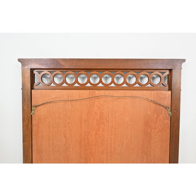 Kindel Neoclassical Regency Style Cherry Wood Wall Mirror With Pierced Gallery For Sale - Image 12 of 13