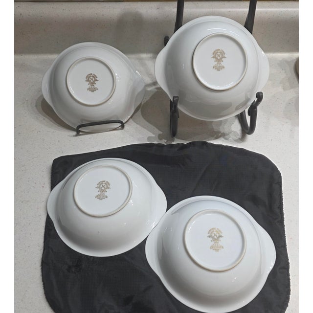 Excellent Vintage Condition Noritake China Regent Gold 5681 Lugged Soup Bowls Set/4 For Sale - Image 6 of 10