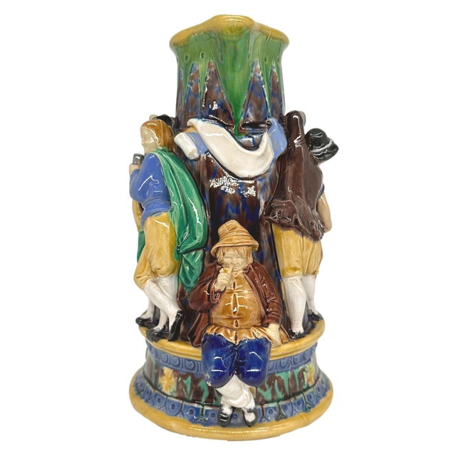 Victorian A Minton Majolica Ale Jug With Five Revelers in Medieval Dress, Dated 1862 For Sale - Image 3 of 12