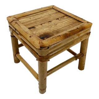 Vintage Scorched Bamboo Plant Stand or Riser For Sale