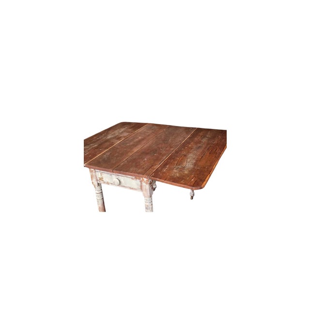 White Antique Drop Leaf Table For Sale - Image 8 of 10