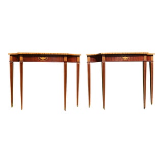 Late 20th Century Councill Craftsmen Inlaid Consoles - a Pair For Sale