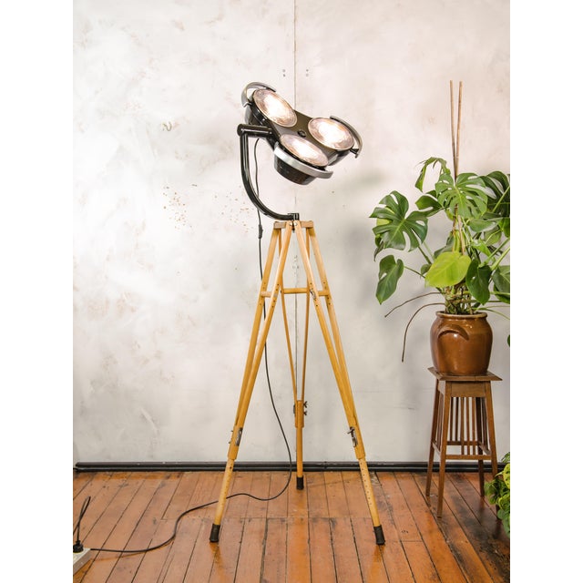 Black Hospital 3-Way Floor Lamp on Wooden Tripod, 2000s For Sale - Image 14 of 18