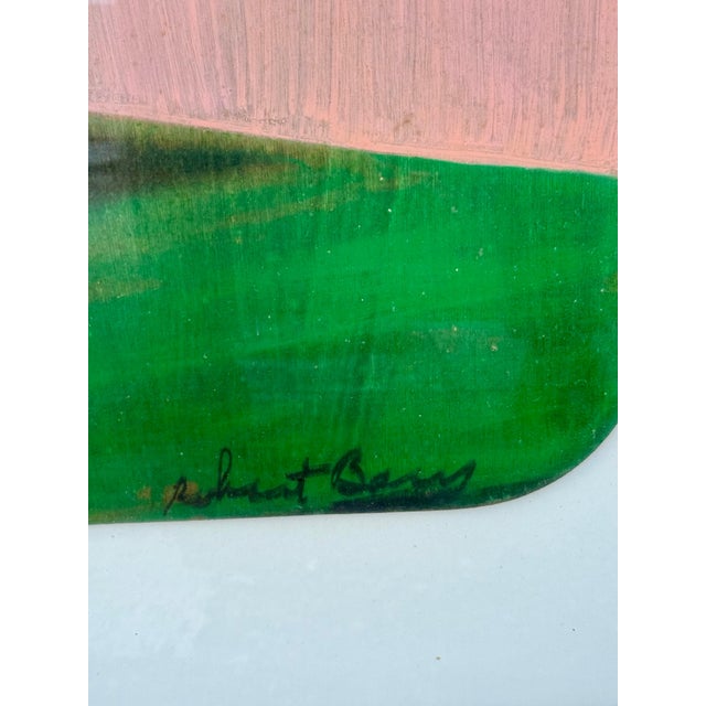 Brown Robert Bery, Large Oil Painting and Emulsion on Wood Robert Bery Hungarian Israeli Modernist For Sale - Image 8 of 15