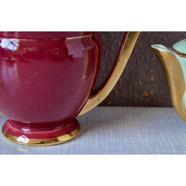Art Deco Harlequin Coffee Service in Colored and Gilded Porcelain, 1940s, Set of 15 For Sale - Image 15 of 18