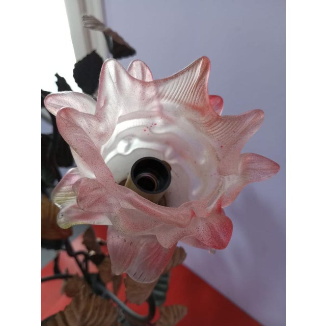 Vintage Floor Lamp with Murano Glass Roses, Italy, 1960s For Sale - Image 12 of 18