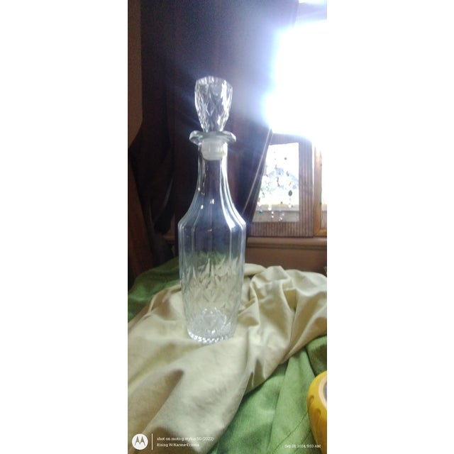 Vintage Hand Cut Glass Decanter With Stopper For Sale - Image 11 of 11