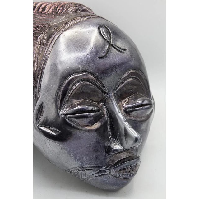 Wood Bomber Bax, Decorated Angola Chokwe Mask, 2022, Paint on Vintage Mask For Sale - Image 7 of 12