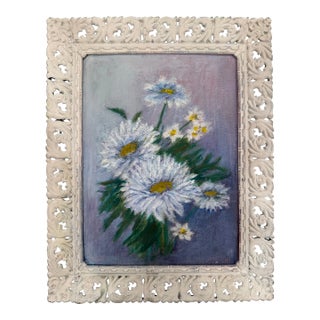 Mid 20th Century Vintage Oil Painting, Daisies For Sale